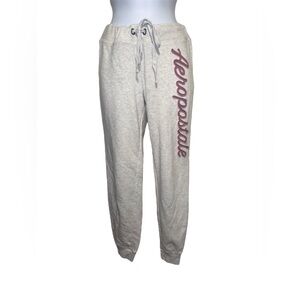 aeropostale gray joggers with purple detail